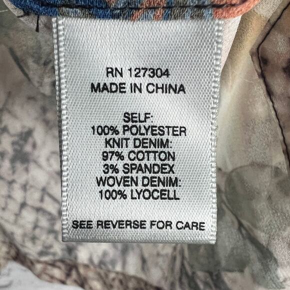 John Mark Womens S Maximalist Artsy Boho Western Distressed Button Down Shirt - Picture 8 of 12